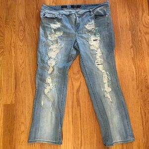 TORRID RELAXED BOOT JEAN - W/ SEQUIN DESTRUCTION
